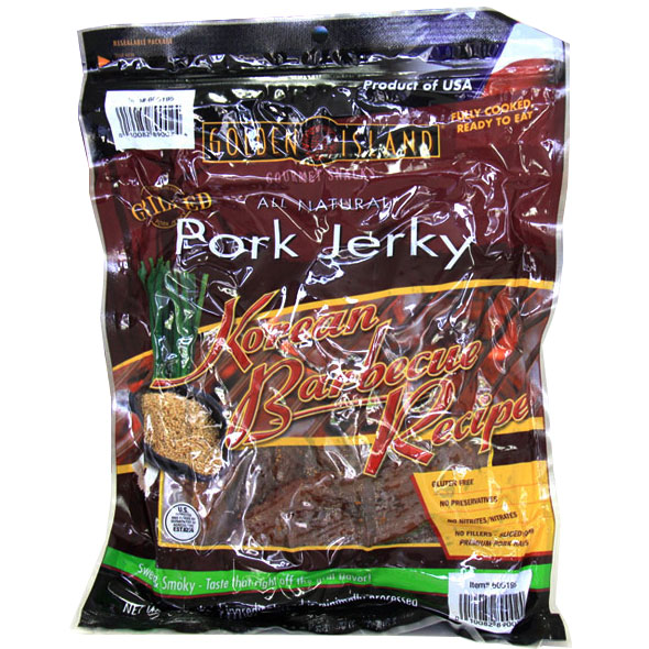 Pork Jerky, Korean Barbecue Recipe, 14.5 oz (410 g), Golden Island Gourmet Snacks