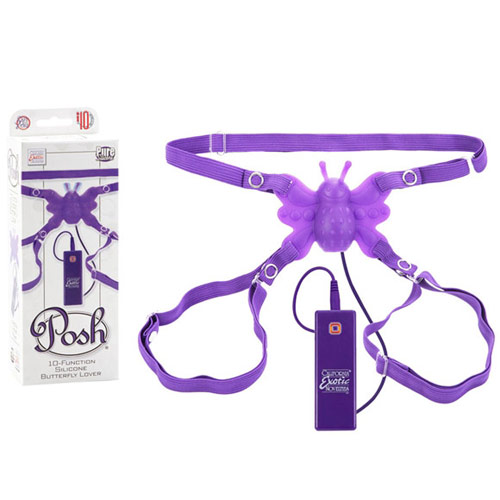 Posh 10-Function Silicone Butterfly Lover - Purple, Strap-On Vibrator, California Exotic Novelties