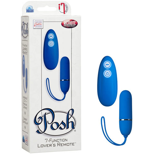 Posh 7-Function Lovers Remote Bullet Vibrator, Blue, California Exotic Novelties