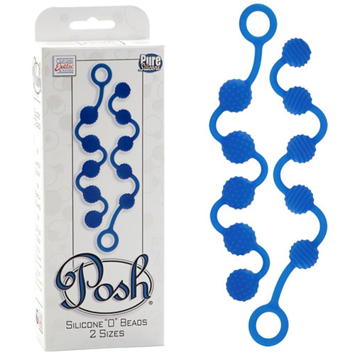 Posh Silicone O Beads, 2 Sizes, Blue, California Exotic Novelties