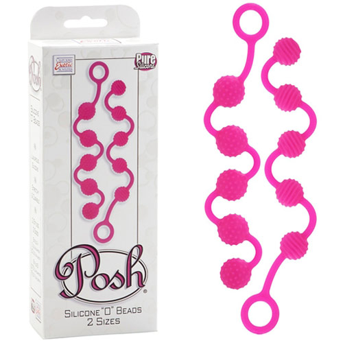 Posh Silicone O Beads, 2 Sizes, Pink, California Exotic Novelties