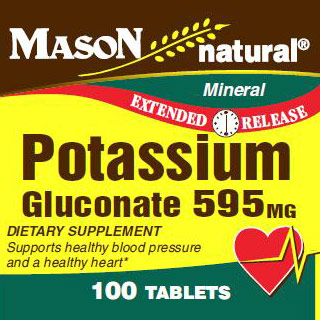 Potassium Gluconate 595 mg Extended Release, 100 Tablets, Mason Natural