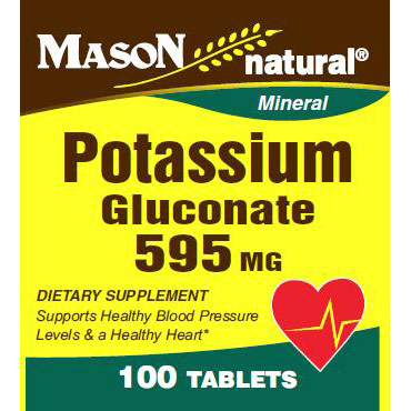 Potassium Gluconate 595 mg, 100 Tablets, Mason Natural