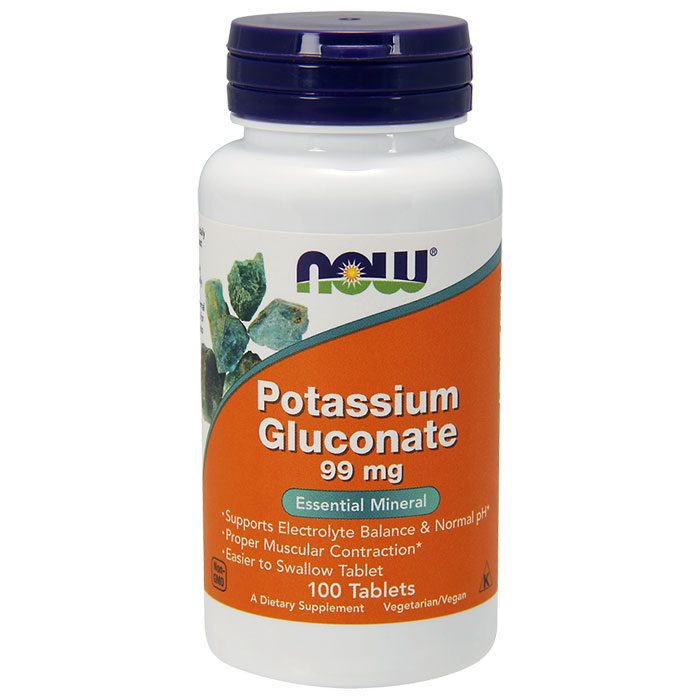 Potassium Gluconate 99 mg, 100 Tablets, NOW Foods