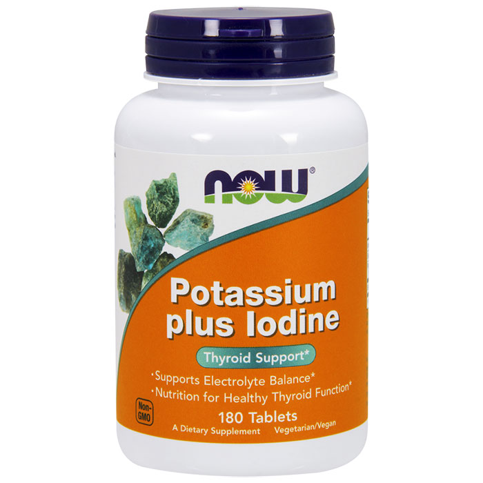 NOW Foods Potassium plus Iodine Vegetarian 180 Tabs, NOW Foods