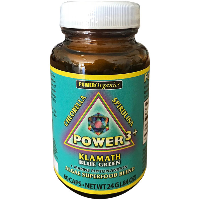 Power 3+ 400 mg (Power3 Plus), 60 Vegetarian Capsules, Klamath Blue-Green Algae