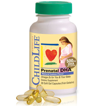 ChildLife Prenatal DHA 500 mg, Natural Lemon, 30 Softgels