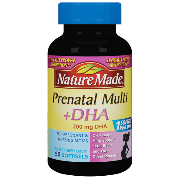 Nature Made Prenatal Multi + DHA 200 mg, Multi-Vitamins For Pregnant & Nursing Moms, 90 Softgels