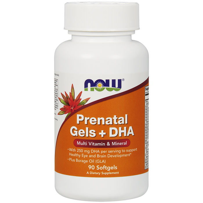 Prenatal Gels + DHA, Multivitamins & Minerals, 90 Softgels, NOW Foods