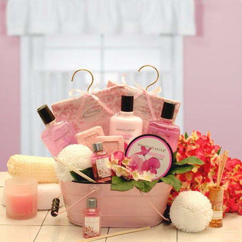 Elegant Gift Baskets Online Pretty in Pink Relaxation Spa Gift Set, Medium Size, Elegant Gift Baskets Online