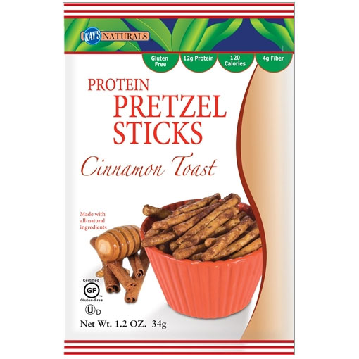 Pretzel Sticks - Cinnamon Toast, High Protein Snack, 1.2 oz x 6 Bags, Kays Naturals