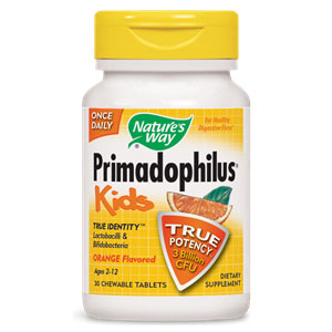 Primadophilus Kids Probiotic, Orange Chew, 30 Chewable Tablets, Natures Way