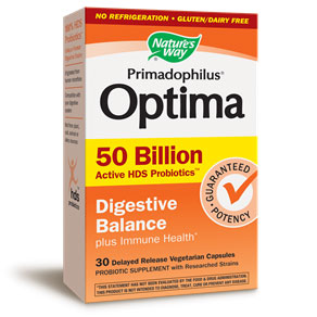 Primadophilus Optima Digestive Balance, Shelf Stable, 30 Vegetarian Capsules, Natures Way