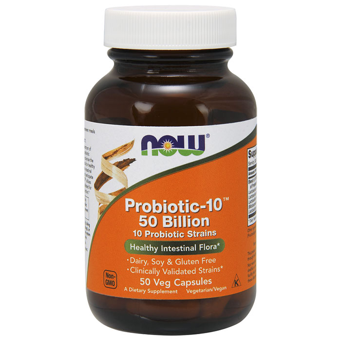 Probiotic-10 50 Billion, 10 Probiotic Strains, 50 Veg Capsules, NOW Foods