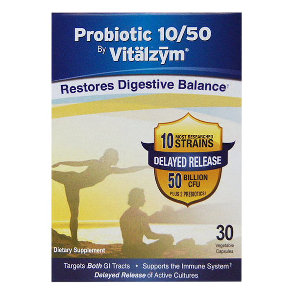 Probiotic 10/50 by Vitalzym, 30 Vegetable Capsules, World Nutrition
