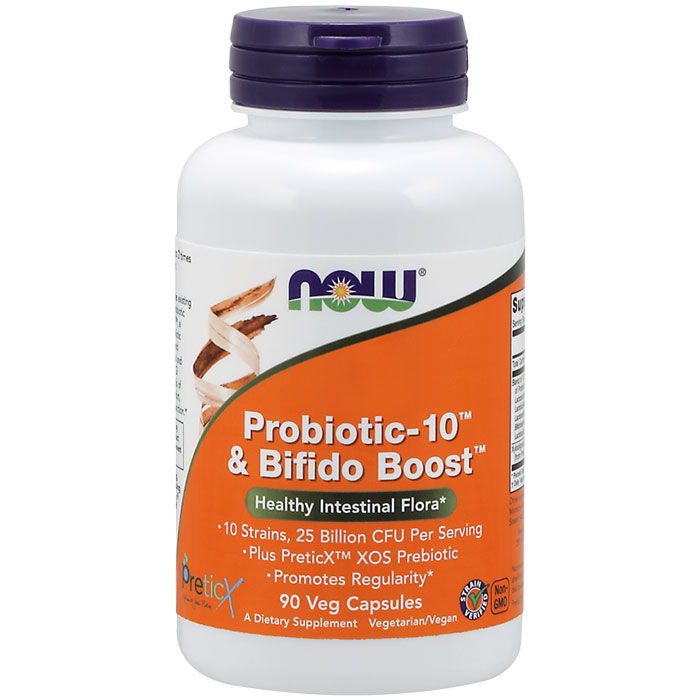 Probiotic-10 & Bifido Boost Caps, 90 Veg Capsules, NOW Foods