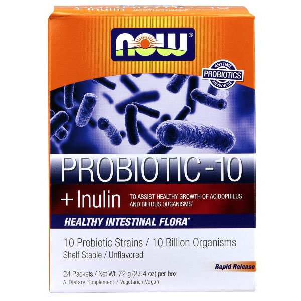 Probiotic-10 Powder Sticks, 10 Probiotic Strains, 24 Packets, NOW Foods