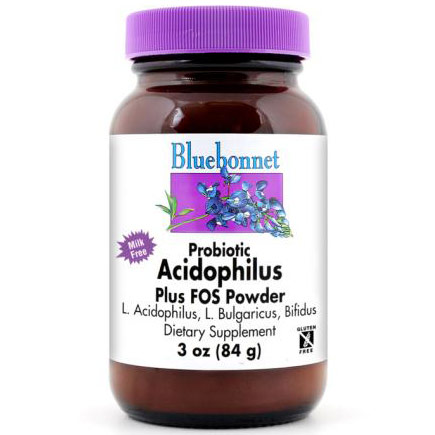 Probiotic Acidophilus Plus FOS Powder, Milk Free, 3 oz, Bluebonnet Nutrition