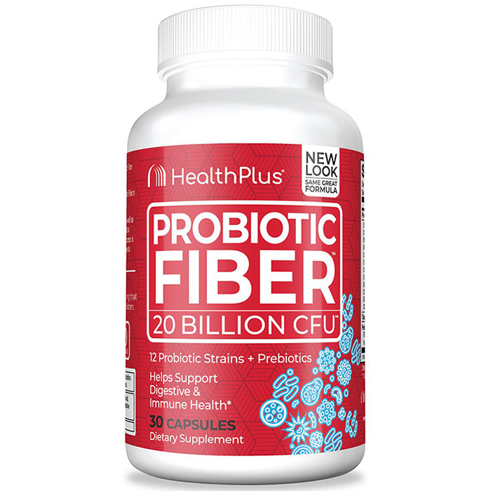 Probiotic Fiber, 30 Capsules, Health Plus Inc.