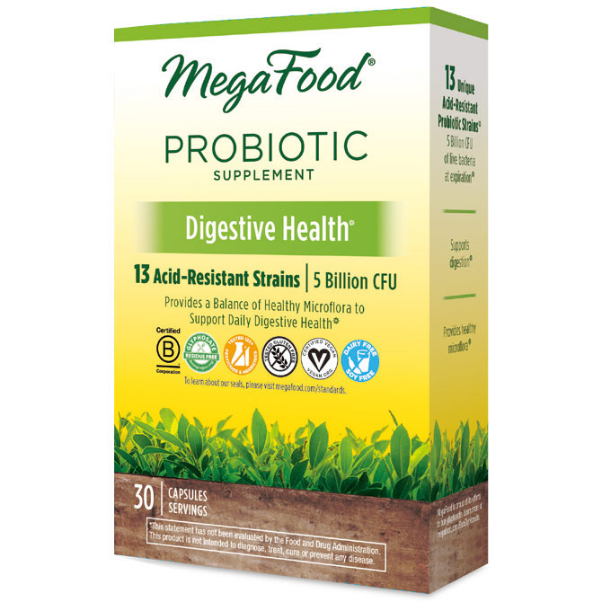 Shelf Stable Probiotic Supplement - Digestive Health, 30 Capsules, MegaFood