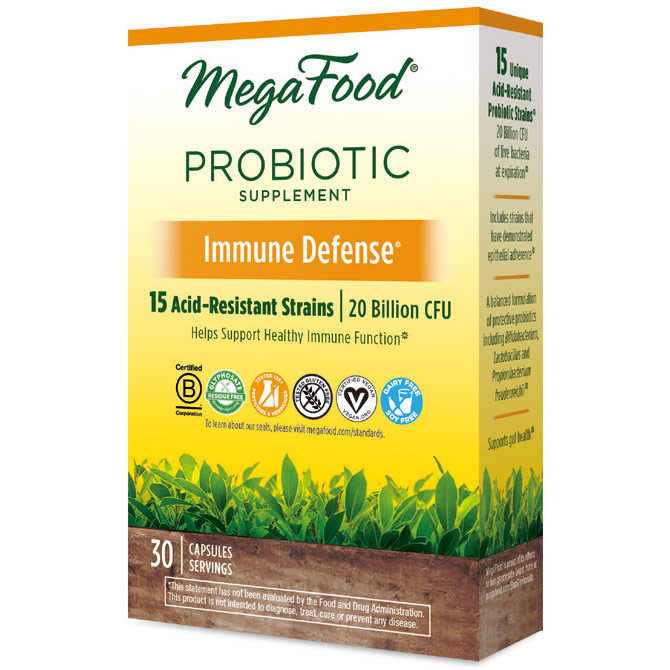 Shelf Stable Probiotic Supplement - Immune Defense, 30 Capsules, MegaFood