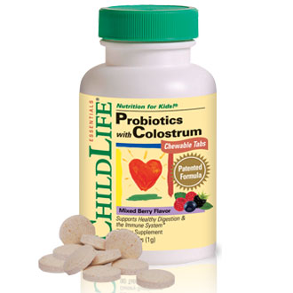 ChildLife Probiotics with Colostrum Chewable Tabs, Mixed Berry, 90 Tablets