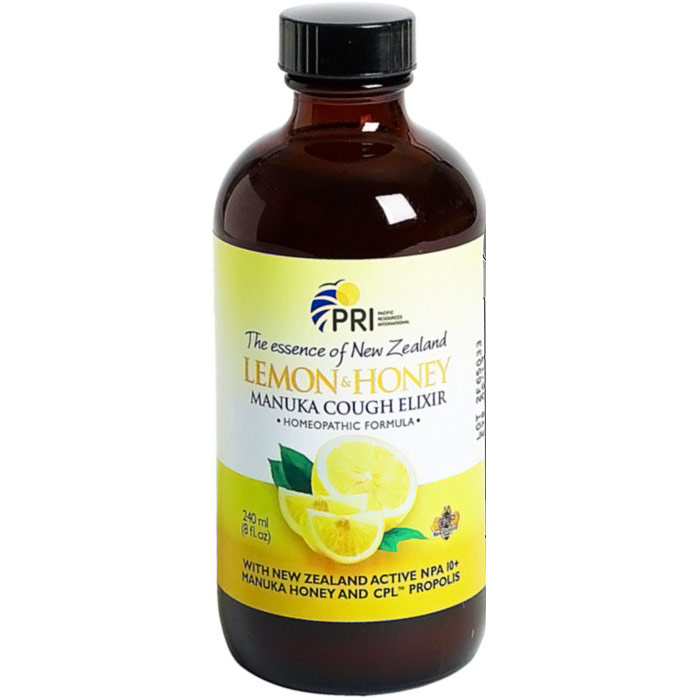 PRI Propolis & Manuka Honey Cough Elixir, Lemon & Honey Flavor, 8 oz, Pacific Resources International