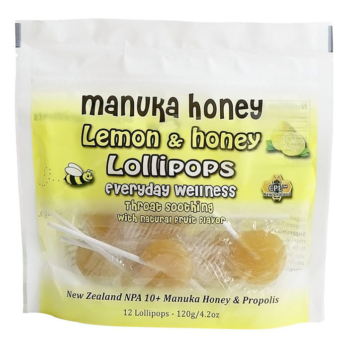 PRI Childrens Propolis & Manuka Honey Lollipops, Lemon & Honey Flavor, 12 ct, Pacific Resources International