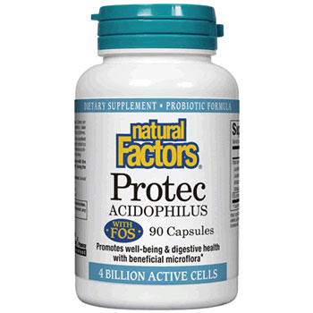 Natural Factors Protec Acidophilus with FOS, 90 Capsules, Natural Factors