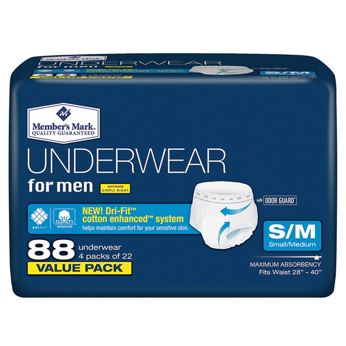 Protective Underwear for Men, Small/Medium, Value Pack, 88 ct, Members Mark
