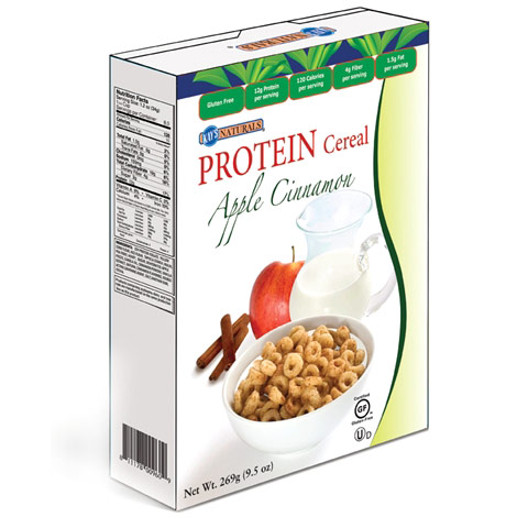 Protein Cereal - Apple Cinnamon, 9.5 oz x 6 Boxes, Kays Naturals