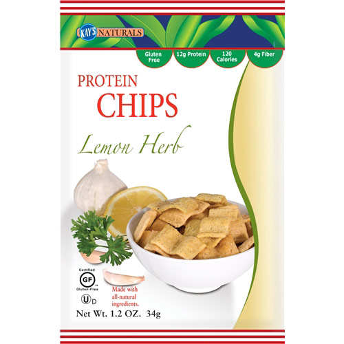 Kay's Naturals Protein Chips - Lemon Herb, 1.5 oz Bag x 12 pc, Kay's Naturals