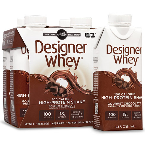 High-Protein Shake, Gourmet Chocolate, 10.5 oz x 4 Shakes, Designer Whey
