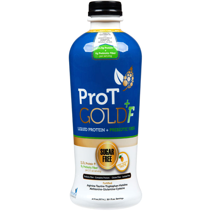 ProT Gold + F (Liquid Protein + Prebiotic Fiber) - Tropical Flavor, 30 oz, Transcend Sciences