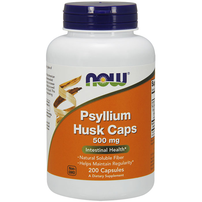 Psyllium Husk Caps 500 mg, 200 Veg Capsules, NOW Foods