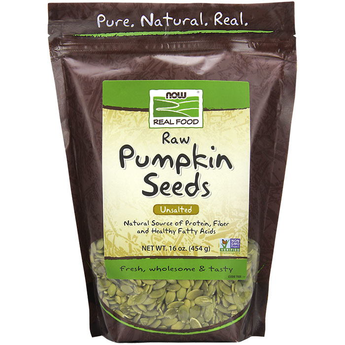 Raw Pumpkin Seeds, Unsalted, 1 lb, NOW Foods