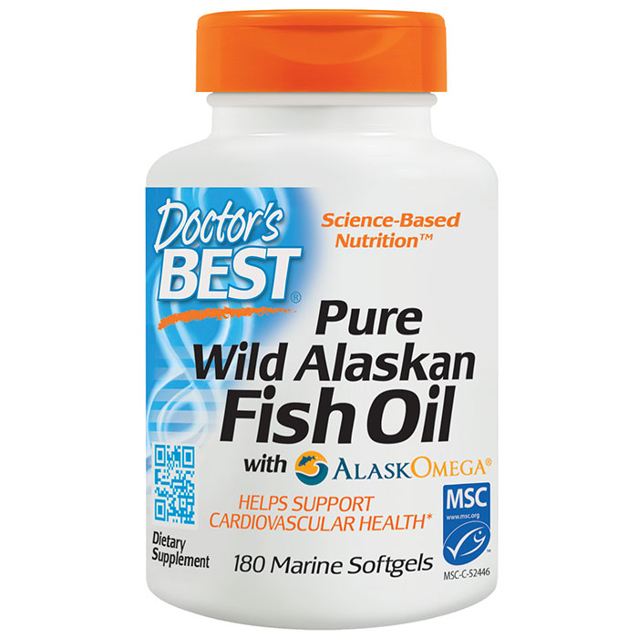 Pure Wild Alaskan Fish Oil with AlaskOmega, 180 Marine Softgels, Doctors Best