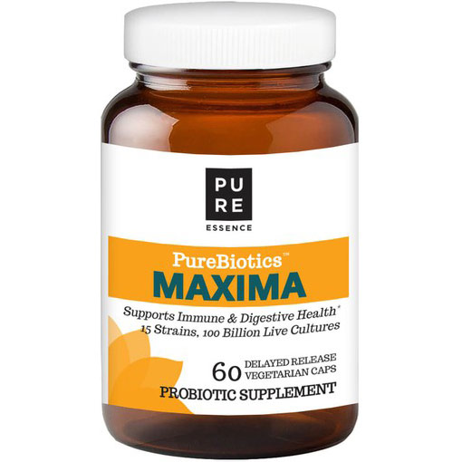 PureBiotics Maxima Probiotic, Value Size, 60 Delayed Release Vegetarian Capsules, Pure Essence Labs