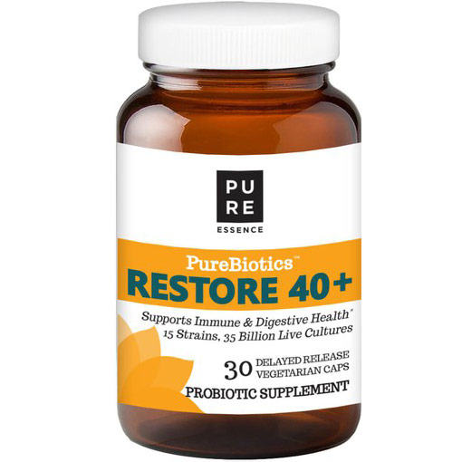PureBiotics Restore 40+, Probiotic Supplement, 30 Delayed Release Vegetarian Capsules, Pure Essence Labs