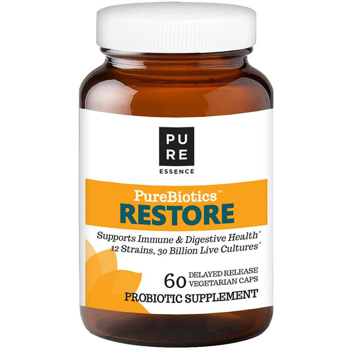 PureBiotics Restore Probiotic, Value Size, 60 Delayed Release Vegetarian Capsules, Pure Essence Labs