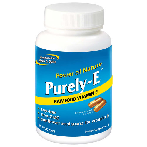 Purely-E, Sunflower Seed Vitamin E, 60 Capsules, North American Herb & Spice