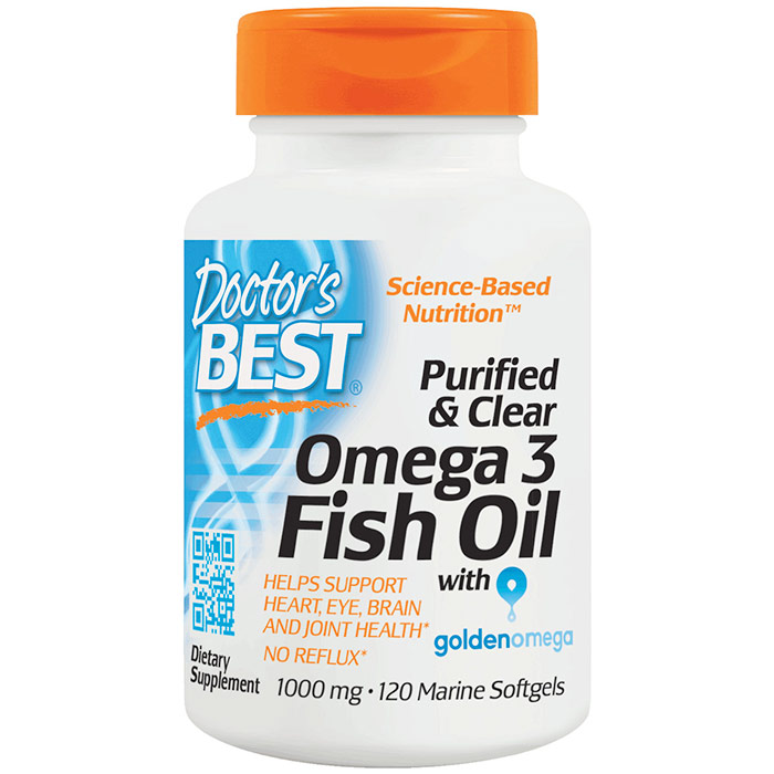 Purified & Clear Omega 3 Fish Oil, 120 Marine Softgels, Doctors Best