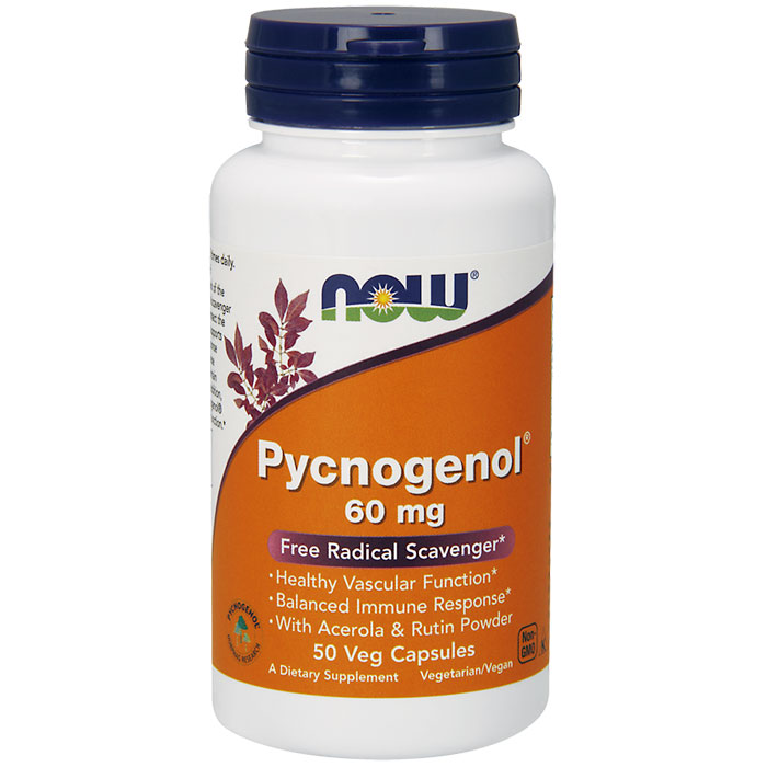 Pycnogenol 60 mg, 50 Vegetarian Capsules, NOW Foods