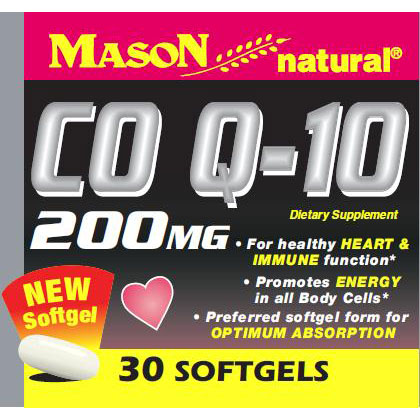 Co Q-10 200 mg, 30 Softgels, Mason Natural