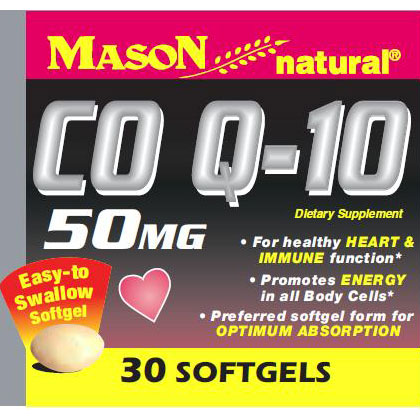 Co Q-10 50 mg, 30 Softgels, Mason Natural