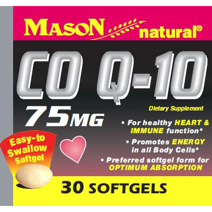 Co Q-10 75 mg, 30 Softgels, Mason Natural