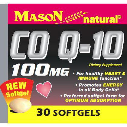 Co Q-10 100 mg, 30 Softgels, Mason Natural