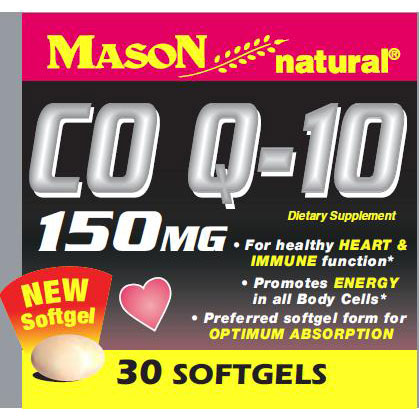 Co Q-10 150 mg, 30 Softgels, Mason Natural