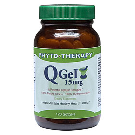 Q-Gel 15 mg Hydro-Soluble CoQ10, 120 Softgels, Phyto-Therapy (Phyto Therapy)