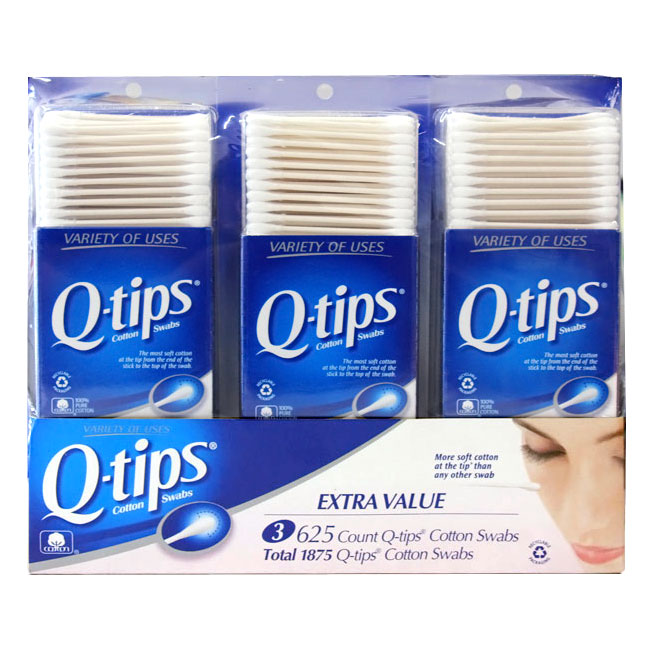 Q-tips Cotton Swabs, 100% Pure Cotton, 625 Sticks x 3 Pack